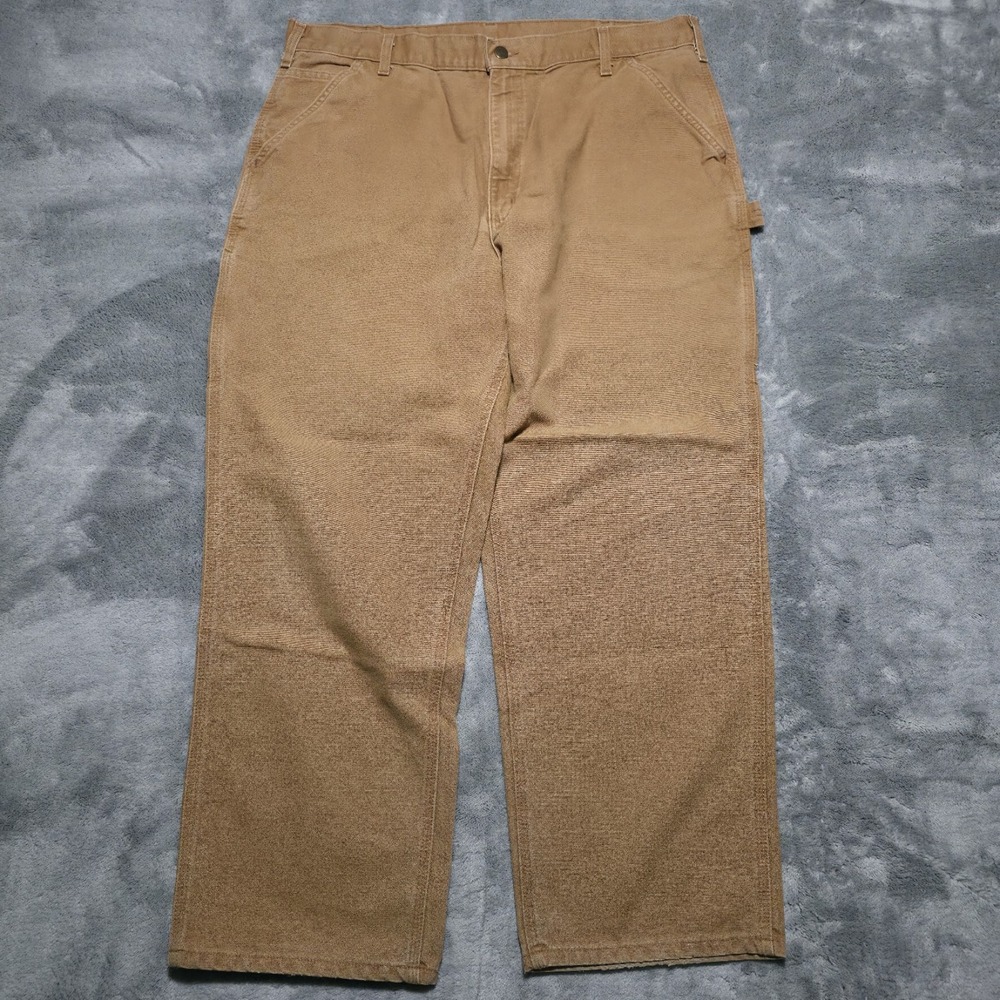Carhartt Dungaree Work Carpenter Mens 40 x 30 Brown Distressed Canvas B11 BRN